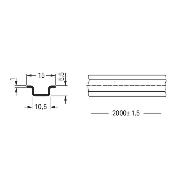 210-295 Steel carrier rail; 15 x 5.5 mm; 1 mm thick image 3