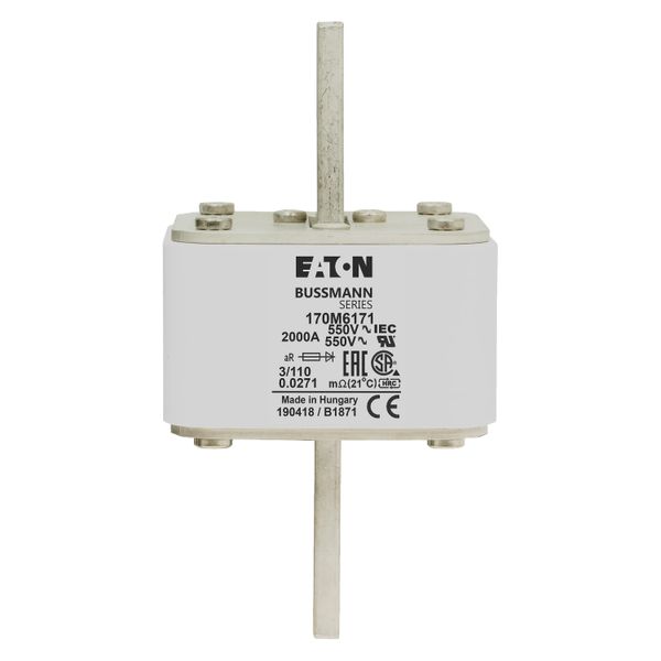 Fuse-link, high speed, 1800 A, AC 550 V, DIN 3, 76 x 90 x 139 mm, aR, DIN, IEC, single indicator image 8