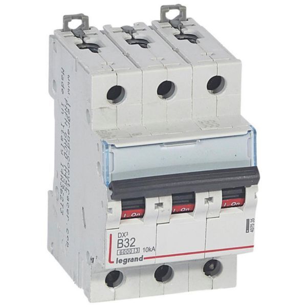 DX³6000 10kA high inlet and low outlet screw circuit breaker 3P 400V~ - 32A - curve B - 3 modules image 1