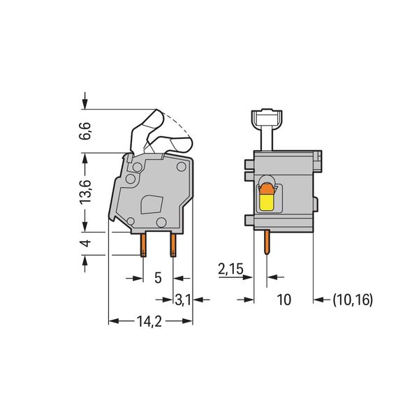 Stackable PCB terminal block push-button 2.5 mm² light gray image 2