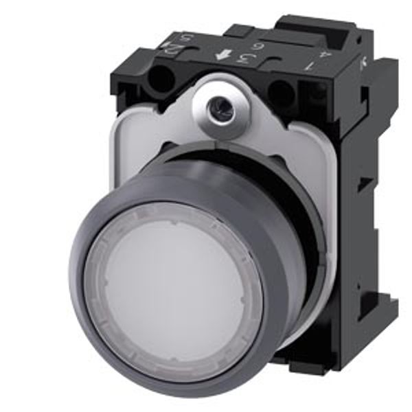 Indicator light, in illuminated pushbutton design, 22 mm, round, plastic with metal front  3SU1132-0AD60-3AA0 image 1