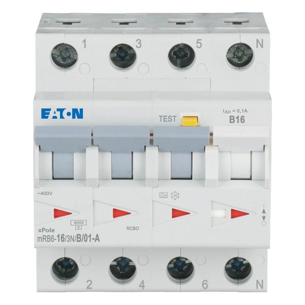 RCD/MCB combination, 16 A, 100 mA, MCB trip characteristic: B, 3p+N, RCD trip characteristic: A image 3