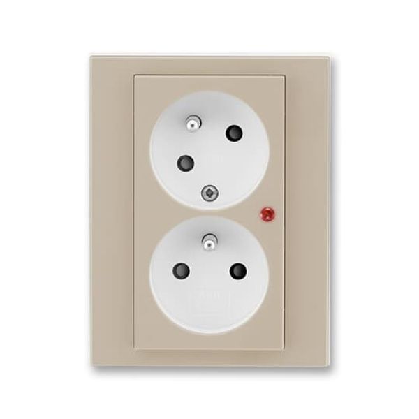 5593H-C02357 18 Double socket outlet with earthing pins, shuttered, with turned upper cavity, with surge protection ; 5593H-C02357 18 image 2