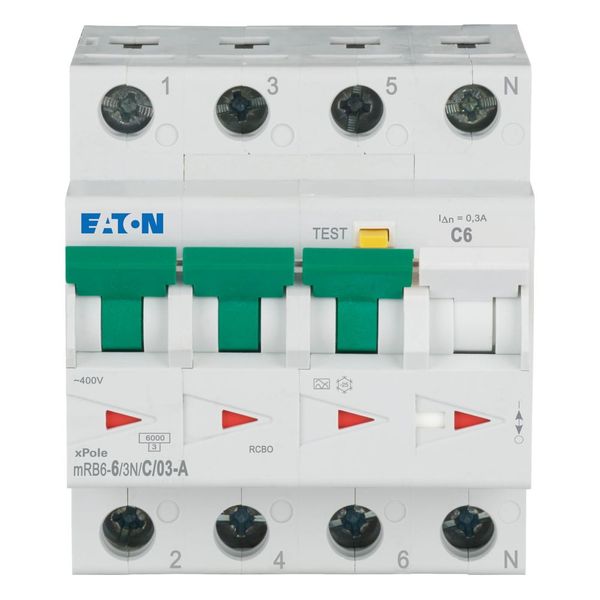 RCD/MCB combination, 6 A, 300 mA, MCB trip characteristic: C, 3p+N, RCD trip characteristic: A image 3