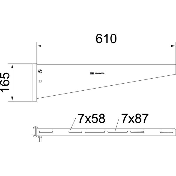 AS 55 61 FT Support bracket for IS 8 support B610mm image 2