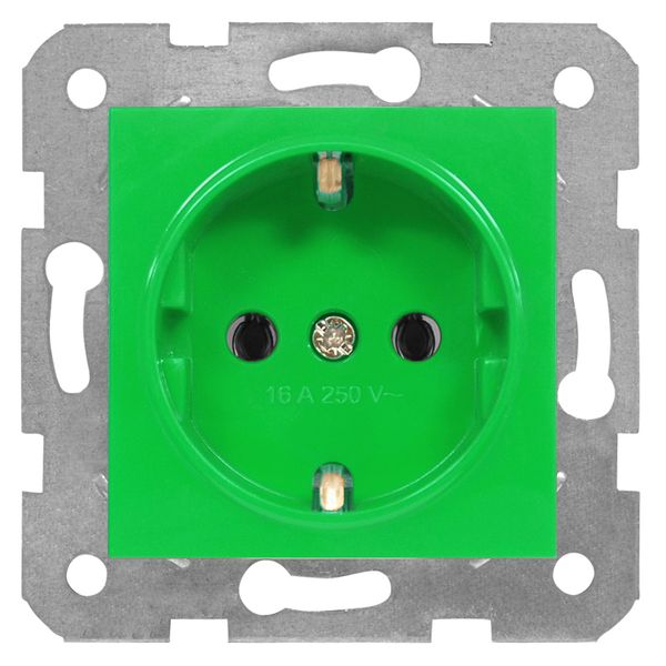 Socket outlet, green color, screw clamps image 1