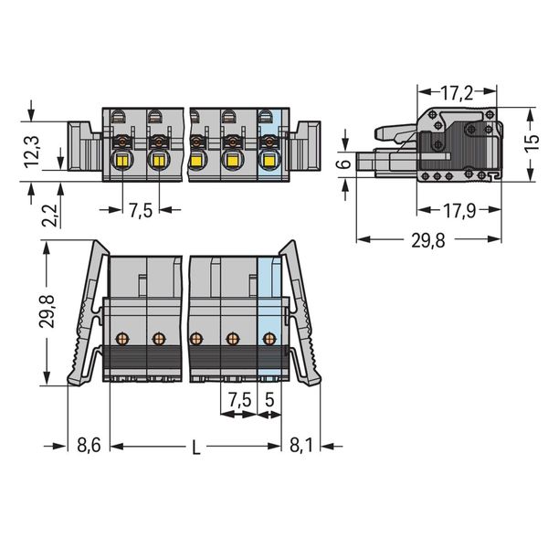 2231-209/037-000 1-conductor female connector; push-button; Push-in CAGE CLAMP® image 2