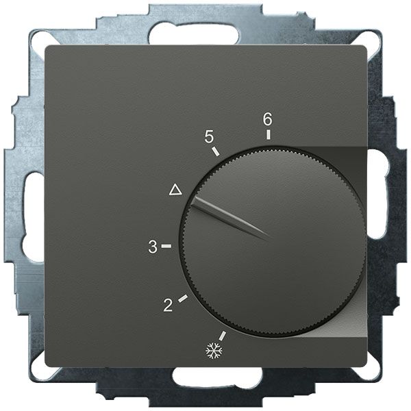 UP room controller, anthracite 55x55, 5-30C, AC 24V, 1 changeover contact, 10A/5A at DC 24 V switching power 30 W image 1