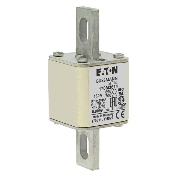 Fuse-link, high speed, 160 A, AC 690 V, compact size 1, 45 x 45 x 110 mm, aR, IEC, UL image 8