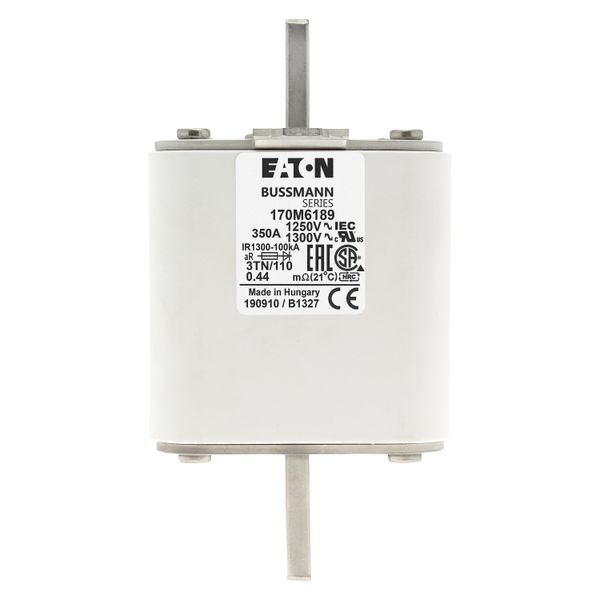 Fuse-link, high speed, 350 A, AC 1250 V, size 3, 76 x 90 x 139 mm, aR, DIN, IEC, single indicator image 18