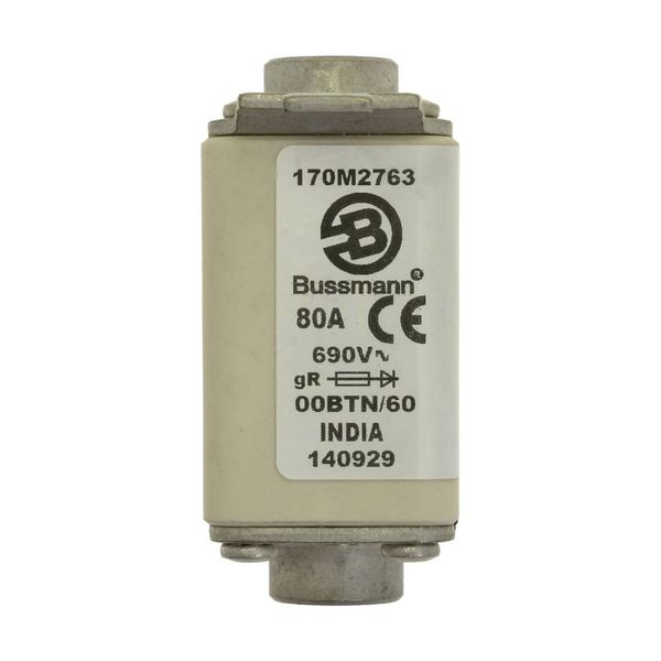 Fuse-link, high speed, 80 A, AC 690 V, size 00, 30 x 62 x 64 mm, aR, IEC, single indicator image 17