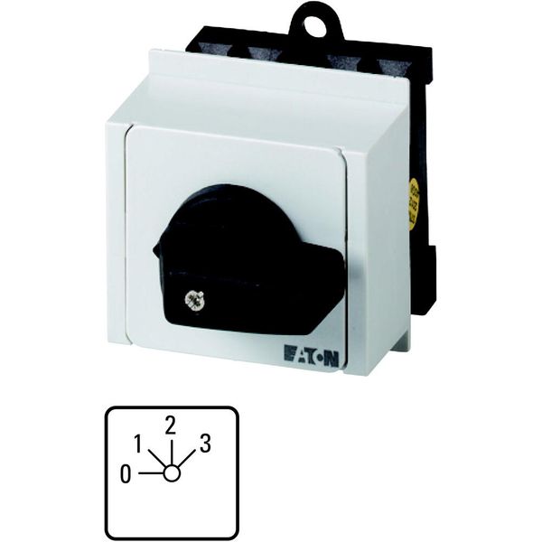 Step switches, T0, 20 A, service distribution board mounting, 2 contact unit(s), Contacts: 3, 45 °, maintained, With 0 (Off) position, 0-3, Design num image 5