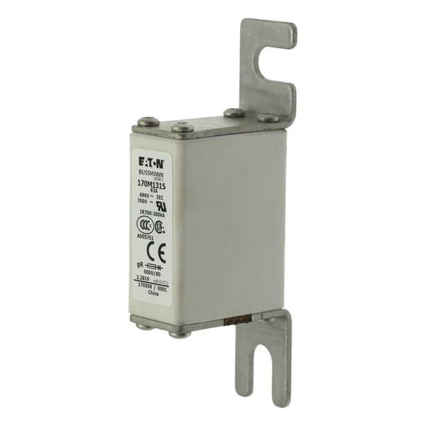 Fuse-link, high speed, 63 A, AC 690 V, DIN 000, 21 x 40 x 100 mm, gR, DIN, IEC image 14