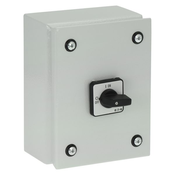 On-Off switch, P1, 40 A, 3 pole + N, surface mounting, with black thumb grip and front plate, in steel enclosure image 10