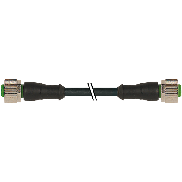 M12 female 0° / M12 female 0° A-cod. PUR 5x0.34 bk +drag ch. 7.5m image 1