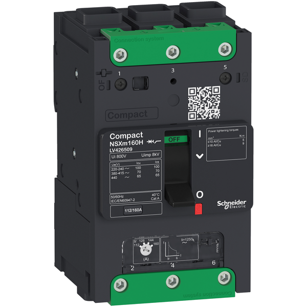 circuit breaker ComPact NSXm F (36 kA at 415 VAC), 3P 3d, 80 A rating TMD trip unit, EverLink connectors image 3