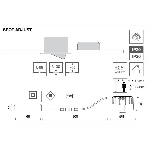 SPOT ADJUST 8W 930 PS DIM IP20 WT image 19