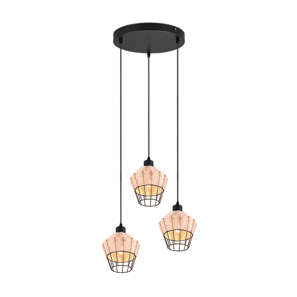 Borka pendant 3-pc E27 rattan image 1