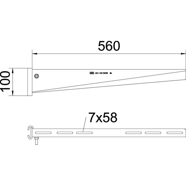 AS 30 56 FT Support bracket for IS 8 support B560mm image 2