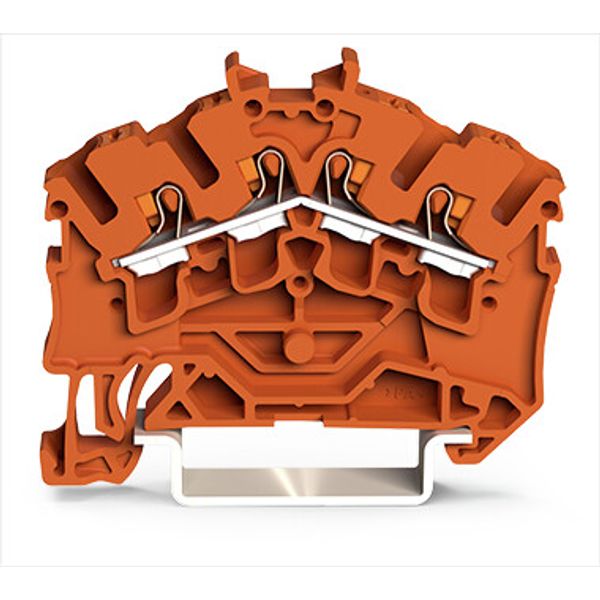 4-conductor through terminal block with push-button 2.5 mm² orange image 1