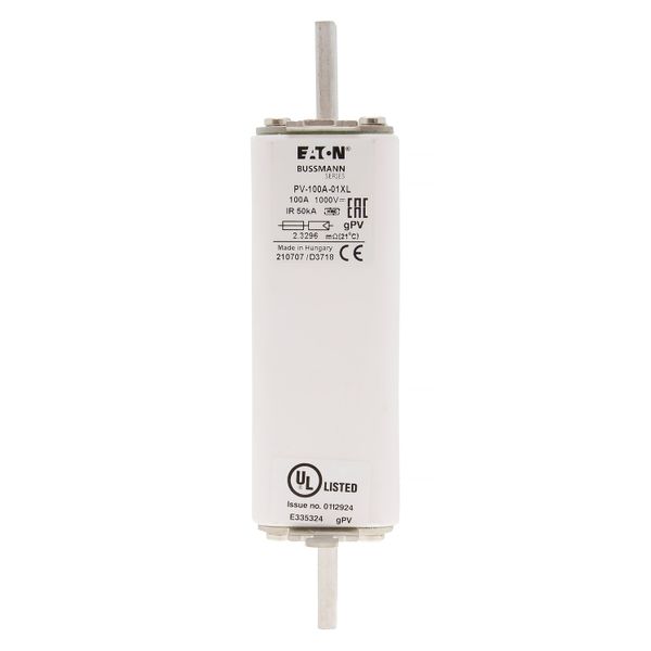 Fuse-link, high speed, 100 A, DC 1000 V, 01XL, gPV, UL, IEC image 26