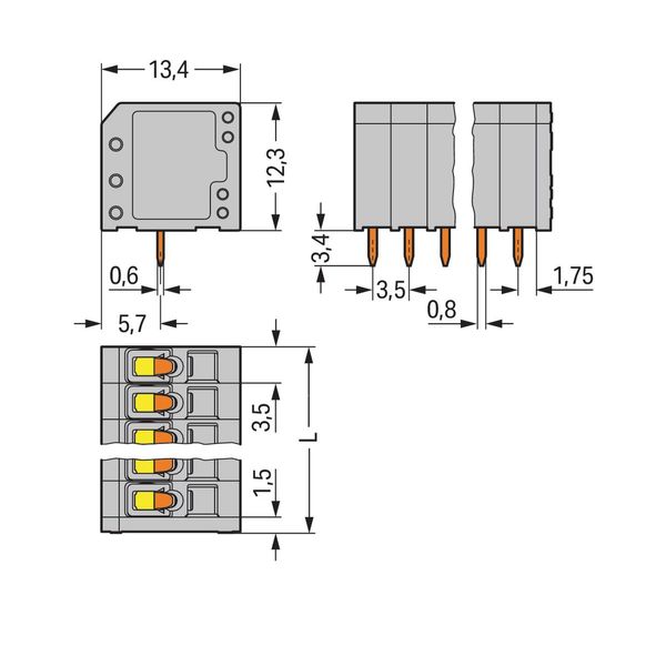 PCB terminal block 1.5 mm² Pin spacing 3.5 mm gray image 3