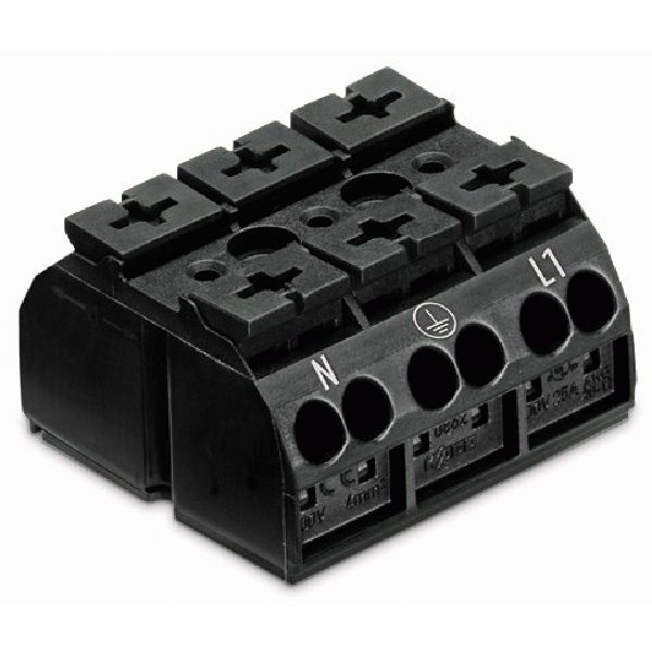 4-conductor chassis-mount terminal strip without ground contact N-PE-L image 1