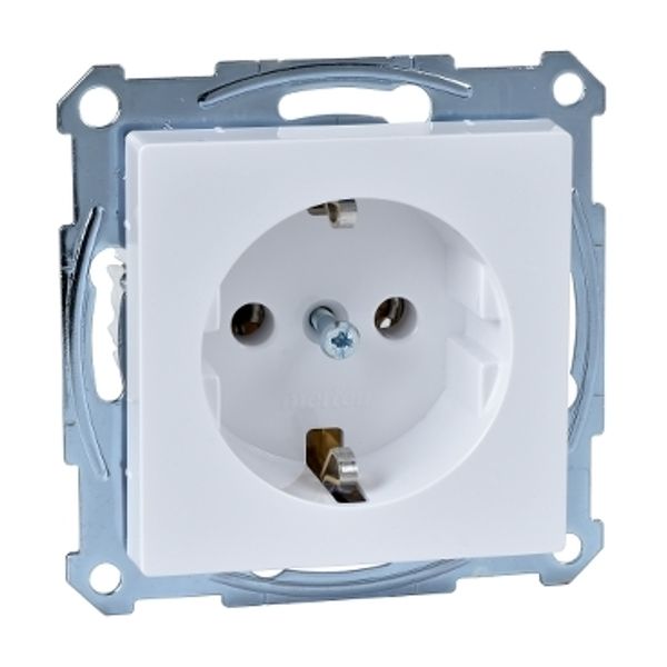 SCHUKO socket-outlet, screw terminals, active white, glossy, System M image 2