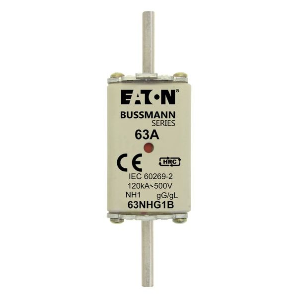 Fuse-link, low voltage, 63 A, AC 500 V, NH1, gL/gG, IEC, dual indicator image 13