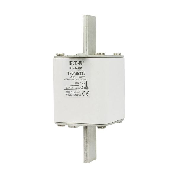 Fuse-link, high speed, 250 A, AC 690 V, DIN 2, 60 x 74 x 150 mm, gR, DIN, IEC, single indicator image 2