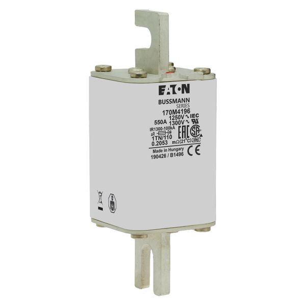 Fuse-link, high speed, 550 A, AC 1250 V, size 1, 53 x 66 x 138 mm, aR, DIN, IEC, type T indicator image 9