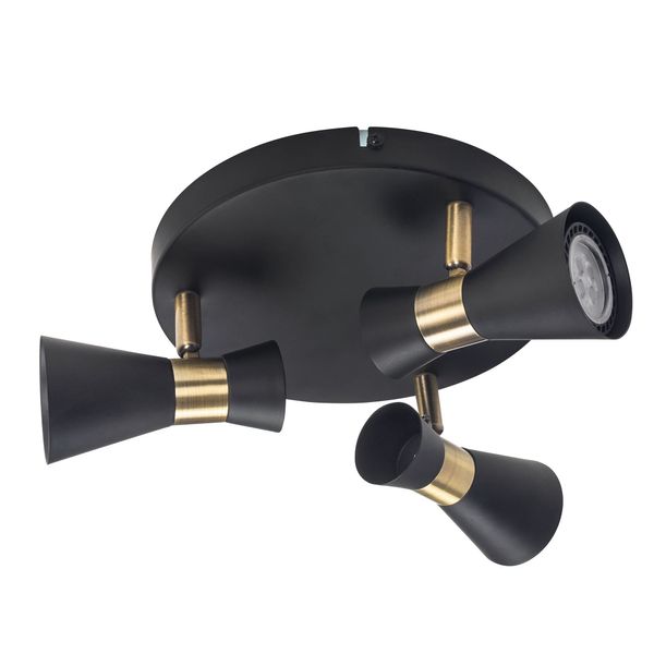 Ceiling fixture IP20 Eufo Triplex GU10 Max. 24W Black Gold image 1