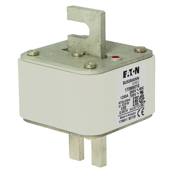 Fuse-link, high speed, 1250 A, AC 690 V, DIN 3, 76 x 76 x 109 mm, aR, DIN, IEC, single indicator image 10