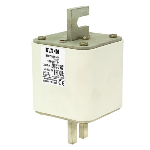 Fuse-link, high speed, 1800 A, AC 550 V, DIN 3, 76 x 90 x 139 mm, aR, DIN, IEC, single indicator image 2