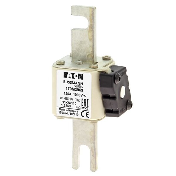 Fuse-link, high speed, 125 A, AC 1000 V, compact DIN 1, 43 x 61 x 138 mm, aR, DIN, IEC, type K indicator image 2