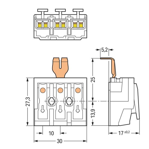 Lighting connector push-button, external with snap-in ground contact w image 4