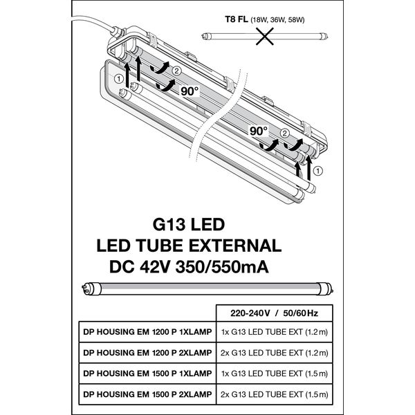 DAMP PROOF HOUSING EMERGENCY 1500 P 1XLAMP IP65 image 16