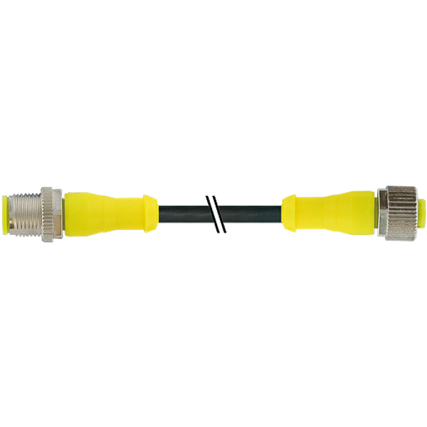 M12 male 0° / M12 female 0° A-cod. AIDA PUR 3x0.34 bk +drag ch. 2m image 1