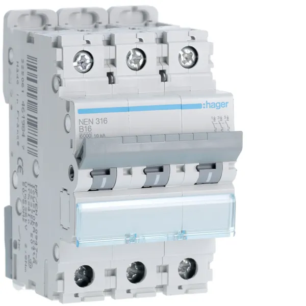 Circuit breaker 3P 16A B 6/10kA 3M image 1