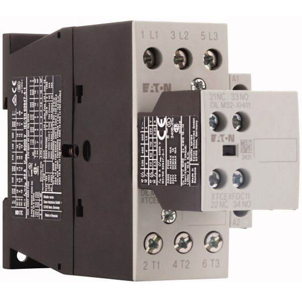 Contactor, 380 V 400 V 7.5 kW, 2 N/O, 1 NC, RDC 24: 24 - 27 V DC, DC operation, Screw terminals image 4
