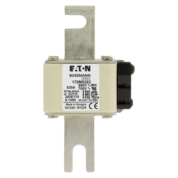 Fuse-link, high speed, 630 A, AC 690 V, DIN 2, 61 x 77 x 138 mm, aR, DIN, IEC, single indicator image 15