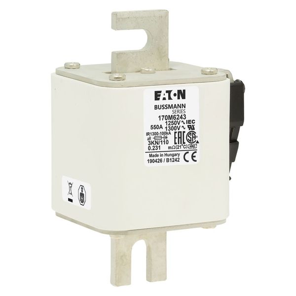 Fuse-link, high speed, 550 A, AC 1250 V, size 3, 76 x 92 x 139 mm, aR, DIN, IEC, single indicator image 19