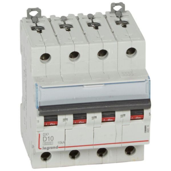 DX³6000 10kA high inlet and low outlet screw circuit breaker 4P 400~ - 10A - D curve - for traditional HX³ comb image 1