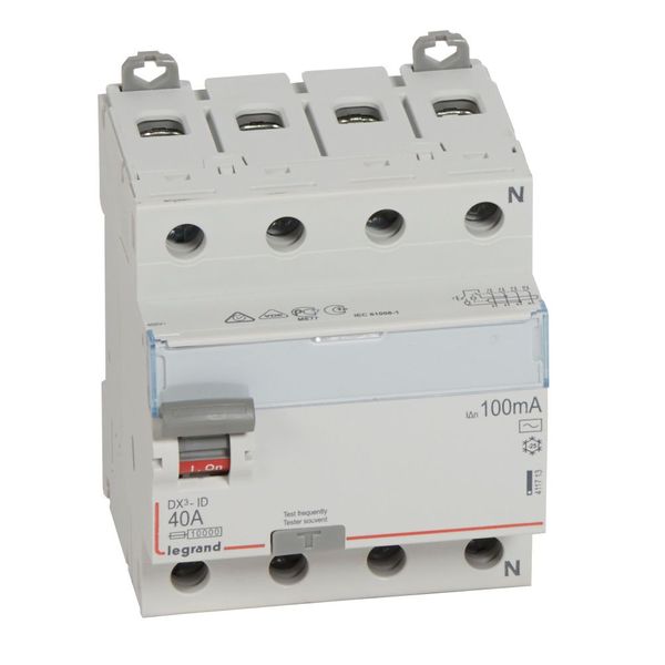 RCD DX³-ID - 4P - 400 V~ neutral right hand side - 40 A - 100 mA - AC type image 1