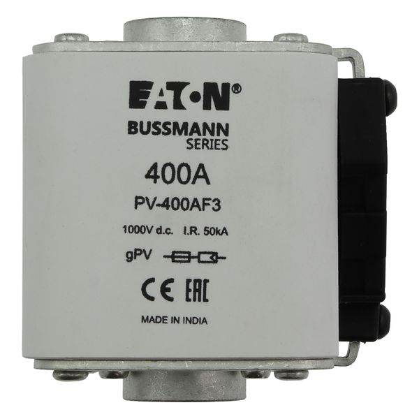 Fuse-link, high speed, 400 A, DC 1000 V, size 3, 76 x 92 x 91 mm, gPV, IEC, UL, single indicator image 22