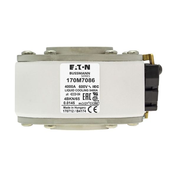 Fuse-link, high speed, 4000 A, AC 600 V, size 4, 105 x 120 x 67 mm, aR, IEC, UL, single indicator image 2