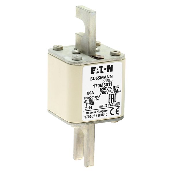 Fuse-link, high speed, 80 A, AC 690 V, compact DIN 1, 45 x 45 x 104 mm, aR, DIN, IEC, single indicator image 10