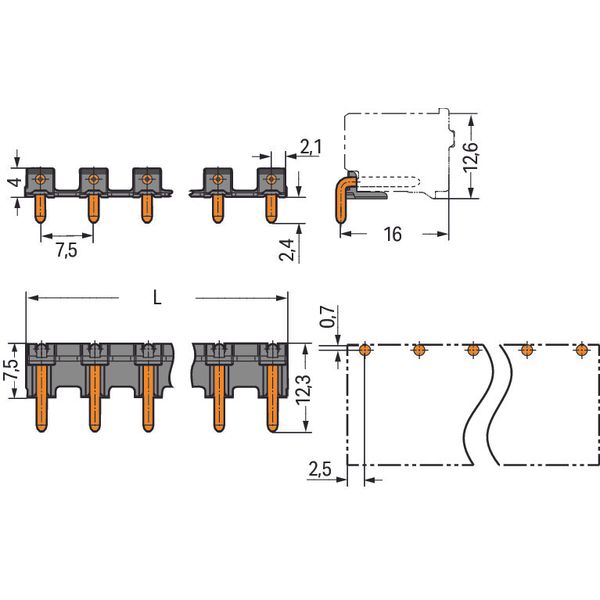 2092-3724/200-000 THR pin strip; 1.4 mm Ø solder pin; angled image 2