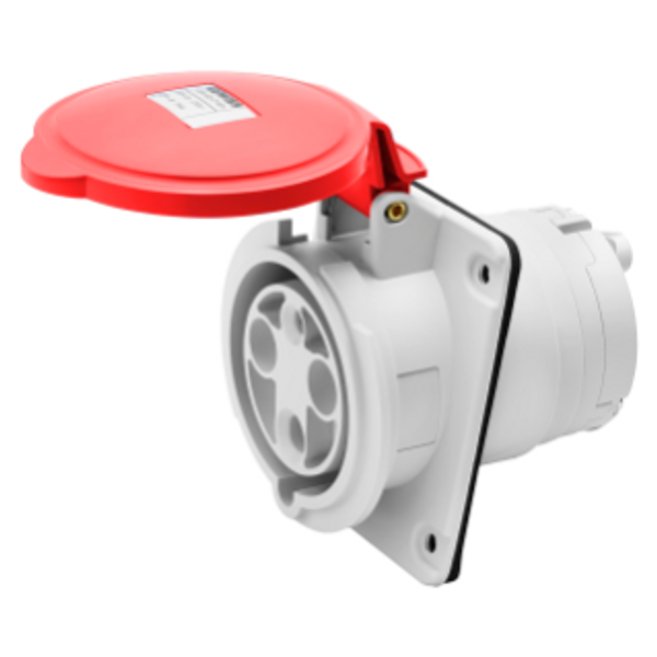 10° ANGLED FLUSH-MOUNTING SOCKET-OUTLET HP - IP44/IP54 - 2P+E 63A 380-415V 50/60HZ - RED - 9H - MANTLE TERMINAL image 1