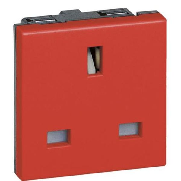 British standard 2P+E switched socket outlet Arteor 13 A - 2 modules - red image 1